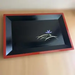 未使用保管品✨清水焼 陶あん 色絵草花 黒塗り箸置き✨京焼 百合 陶葊