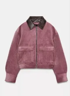 ZARA コーデュロイ フェイクレザー襟ジャケット XL 新品タグ付き