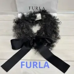 美品　FURLA リボン付きファーティペット　イタリア製