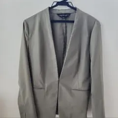 INDIVI ノーカラージャケット グレー L