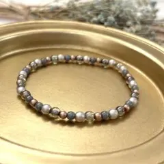 チェコビーズ　ブレスレット　ブルーシルバー系(約15cm)