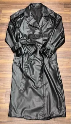 美品 ZARA ザラ フェイク レザーコート M ブラック 合皮 レディース