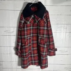 t.t.u. チェック柄　ウールコート 襟取り外し可　Y2K