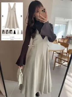 サイドベルトスエードポンチフレアジャンパースカート[dk933a]