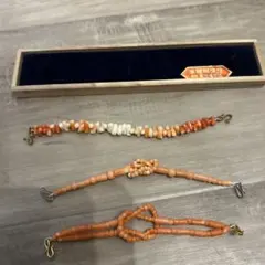 本珊瑚ビーズの和装小物 3本セット