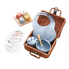 出産祝い 男の子 女の子 豪華5点セット 離乳食 食器 吸盤付き ブルー