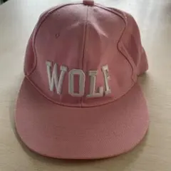 WOLF 刺繍 ベースボールキャップ ピンク