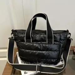 2way キルティングバッグ　ハンドバッグ　 ショルダーバッグ　軽量　ブラック