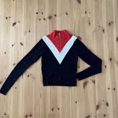 H＆ハイネック V字デザイン セーター