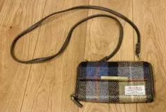 Harris Tweed チェック柄ショルダーバッグ お財布バッグ