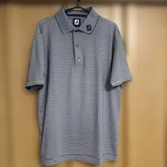 フットジョイ ゴルフ ポロシャツ L ネイビー ボーダー 速乾 FJ