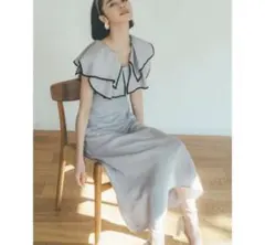 SNIDEL スナイデル フリルカラーノースリーブワンピース BEG 1