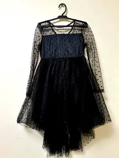 SHEIN ブラック ドット柄 ワンピース 8Y