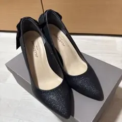 JILL STUART ブラックハイヒール リボン付き