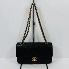 美品】シャネル マトラッセ Wチェーン トートバッグ ラムスキン 黒 