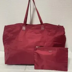 【美品】TUMI トートバッグ ポーチ付き レッド　メンズ　大容量　エコバッグのサムネイル