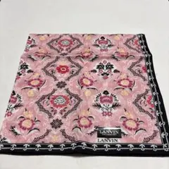 LANVIN 大判花柄ピンクハンカチ