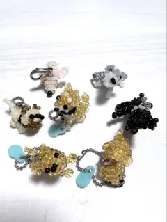 ビーズ動物ストラップ 7個セット