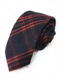 【おすすめ商品】チェック柄 メンズネクタイ　黒＆赤ライン