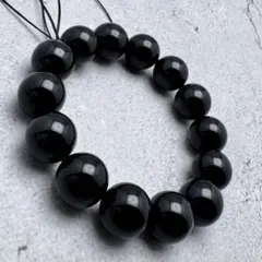 高品質 モリオン（黒水晶）15.5mm】大玉 テリ有り 内径18.5cm 魔除 