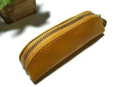 本革　良質　コインケース　小銭入れ　マスタード　イエロー　ミニ財布　軽量