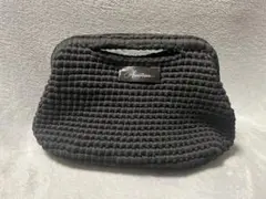 ハンドメイド がま口ポーチ バッグ Tシャツヤーン 大きめ ハンドル付き