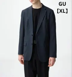 美品★GU ネイビーウォッシャブル テーラードジャケット XL 品番353105