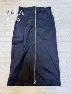 ZARA カーゴスカート フロントジップ ブラック XS