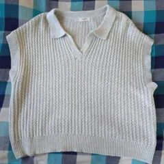 スタジオクリップ 襟付きニットベスト　ベージュ