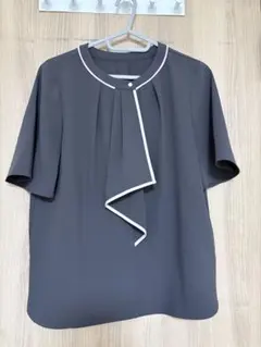 ROPE PICNIC 配色ボウタイ風ハーフスリーブブラウス