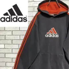 アディダス☆ビックロゴ刺繍万国旗スエットパーカー80s