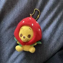 プーさん　いちご　帽子　マスコット キーホルダー