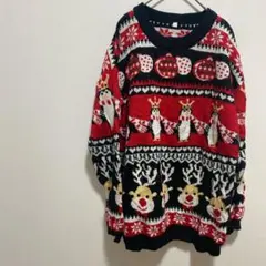 ヴィンテージ 【L】 アグリークリスマス セーター ルドルフペンギン ニット
