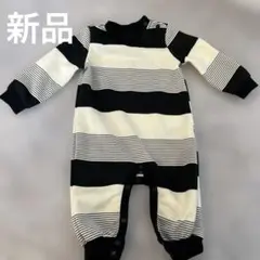 （新品）シーイン　ストライプロンパース 黒と白 ロンパース　カバーオール　70