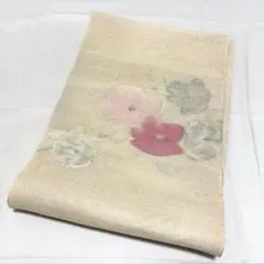 A 夏物 花模様 白地 絽 紗 薄物 正絹 太鼓柄 開き名古屋帯 O283 - メルカリ