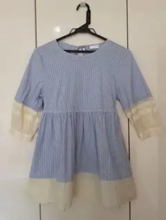 美品 ソーノ SONO バックおりぼんジャガード ブラウス ライトブルー