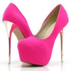 ゴールドヒール ハイヒールパンプス ピンク 27cm