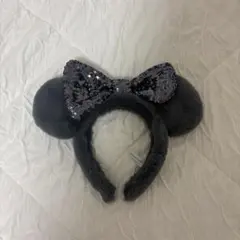 ミニー カチューシャ ファー スパンコール グレー