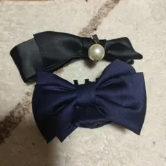 ネイビーブルーとブラックのヘアボウ