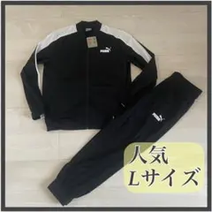PUMA プーマ ジャージ セットアップ 上下 黒×白 人気 Lサイズ