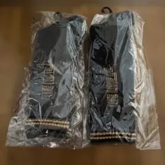 分厚め黒とグレーのストライプ靴下2足セット