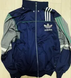 XL アディダス 両面刺繍トラックジャケット ネイビー　90's