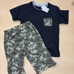 迷彩柄 ポケット付き 半袖パジャマ 140