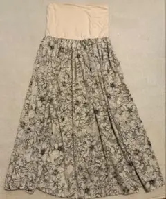 マタニティスカート　ミルクティ　花柄