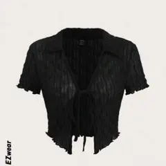 SHEIN メッシュトップス ブラック トップス シズニルック Tシャツ レースのサムネイル
