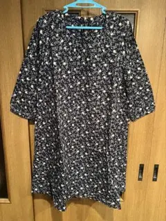 美品 sm2 花柄ネイビー 七分袖ワンピース