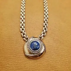 LANCEL ランセル ヴィンテージ ネックレス ブルー×ゴールド