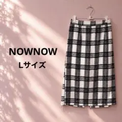 NOWNOW ナウナウ ロングスカートミモレ丈 チェック柄 ウール L