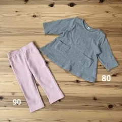 西松屋　ベビー　ワンピース　裏起毛パンツ　80 90 2点set