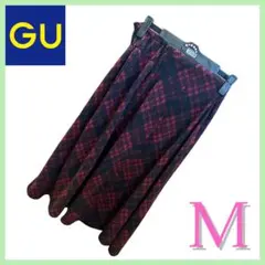 GU フレアスカート M 黒と赤のチェック柄　レディース　ゴム　秋　人気